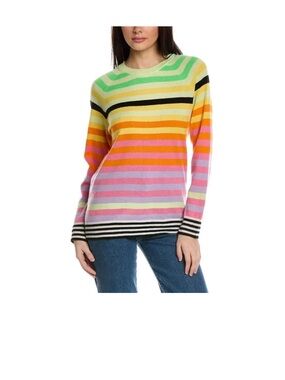 Brodie Cashmere Pop Stripe Cashmere Boyfriend Sweater